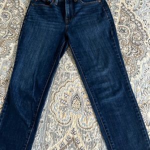 Talbots dark denim high waist, straight ankle jeans